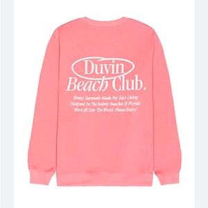 DUVIN DESIGN Members Crew Sweater in Pink Coral Size Medium